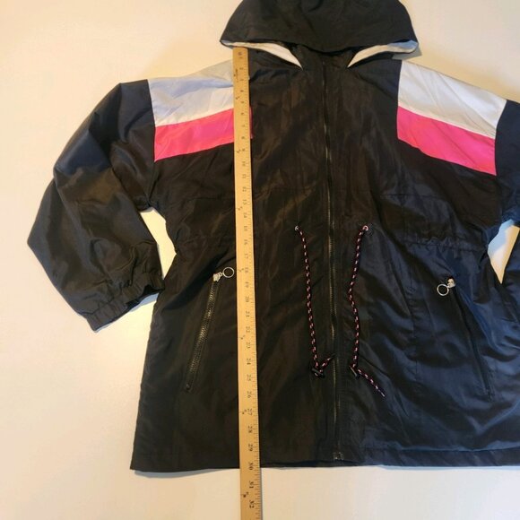 Love‎ Love Love Windbreaker Jacket Hooded Lined Zip Black Pink White Womens 1X - Picture 11 of 11